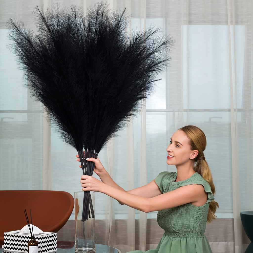 Faux Pampas Grass 6 Stems, Artificial Pampas Grass - 43 inch Total Extra Large Pompass Grass Tall Pompous Boho Flower