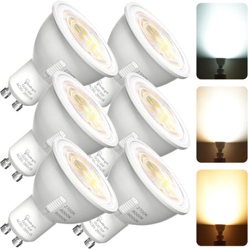 GU10 LED Bulbs 3CCT 2700K/4000K/6000K, GU10 MR16 LED Bulb 6W Equivalent 50W 550 Lumens 38°Spotlight, Non-Dimmable