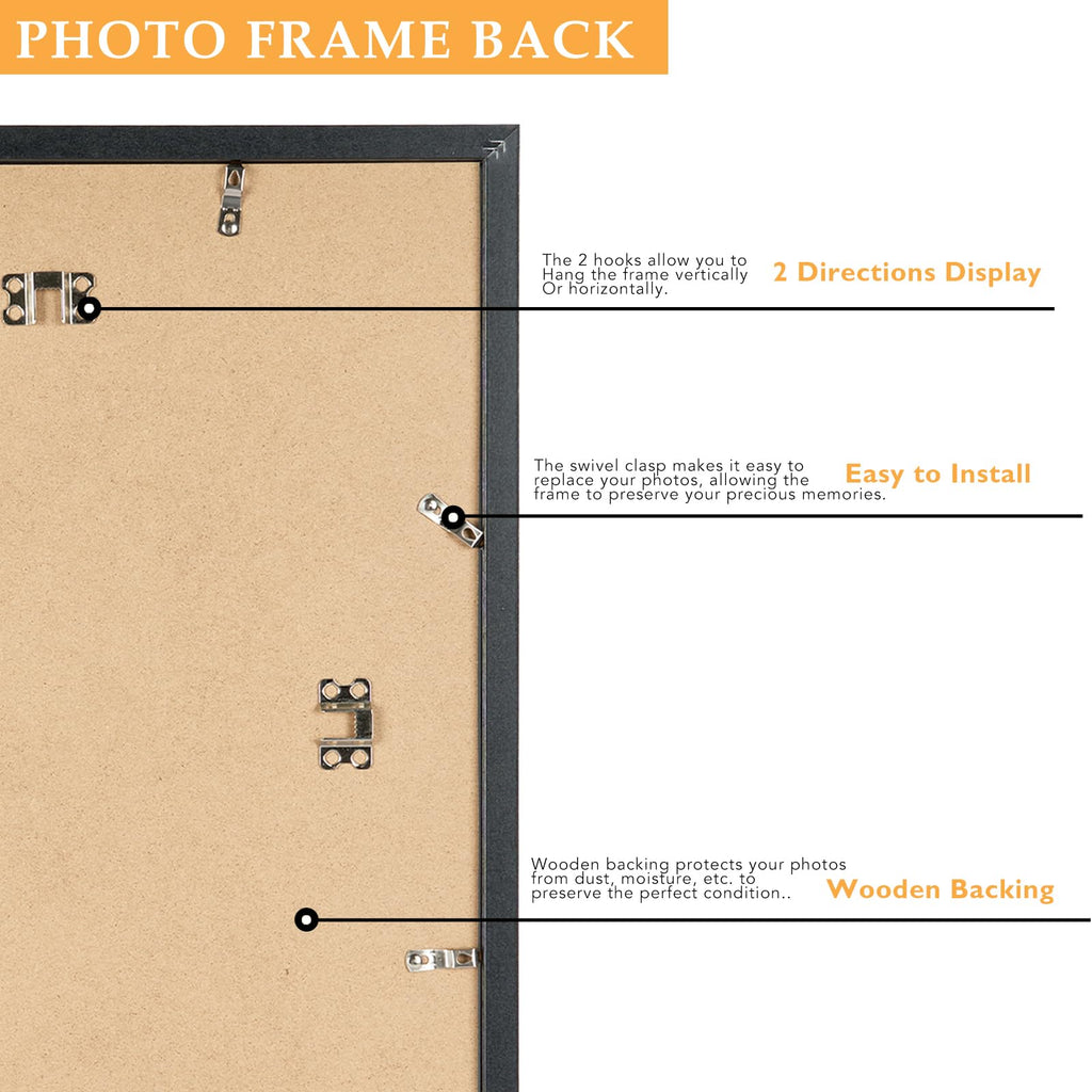 Wood 15x21.25 Puzzle Frame Black for Wall Hanging, 15 x 21.25 Picture Frame Poster Photo Frame for Wall Horizontally