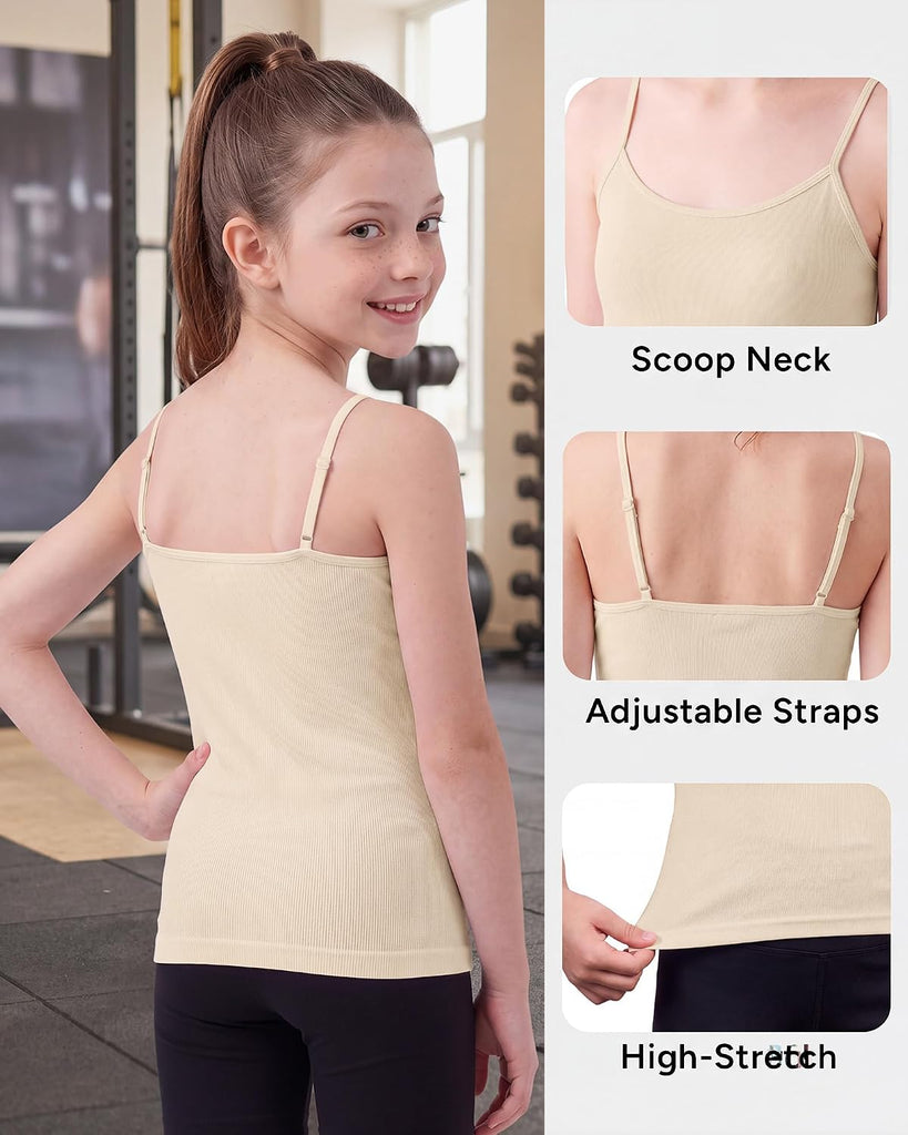 Girls Cami Tank Tops Adjustable Straps Camisole Undershirt