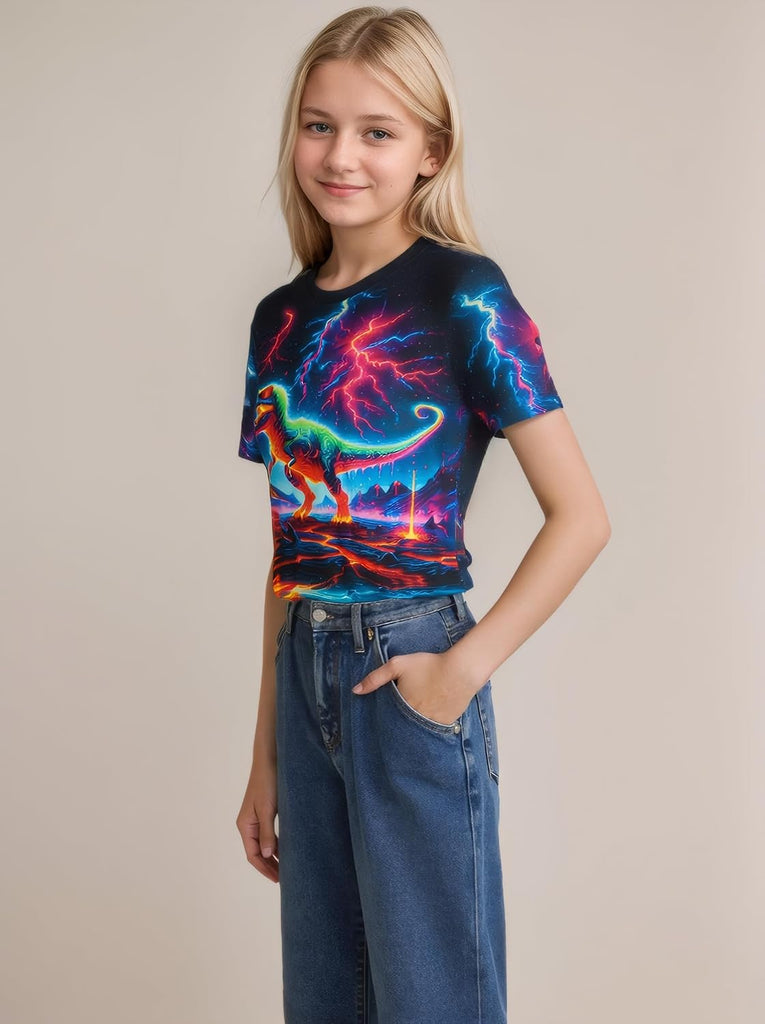 Neon Shirts for Boys Girls, 3D Party Crew Neck Short Sleeve T-Shirts for Kids Graphic Tees