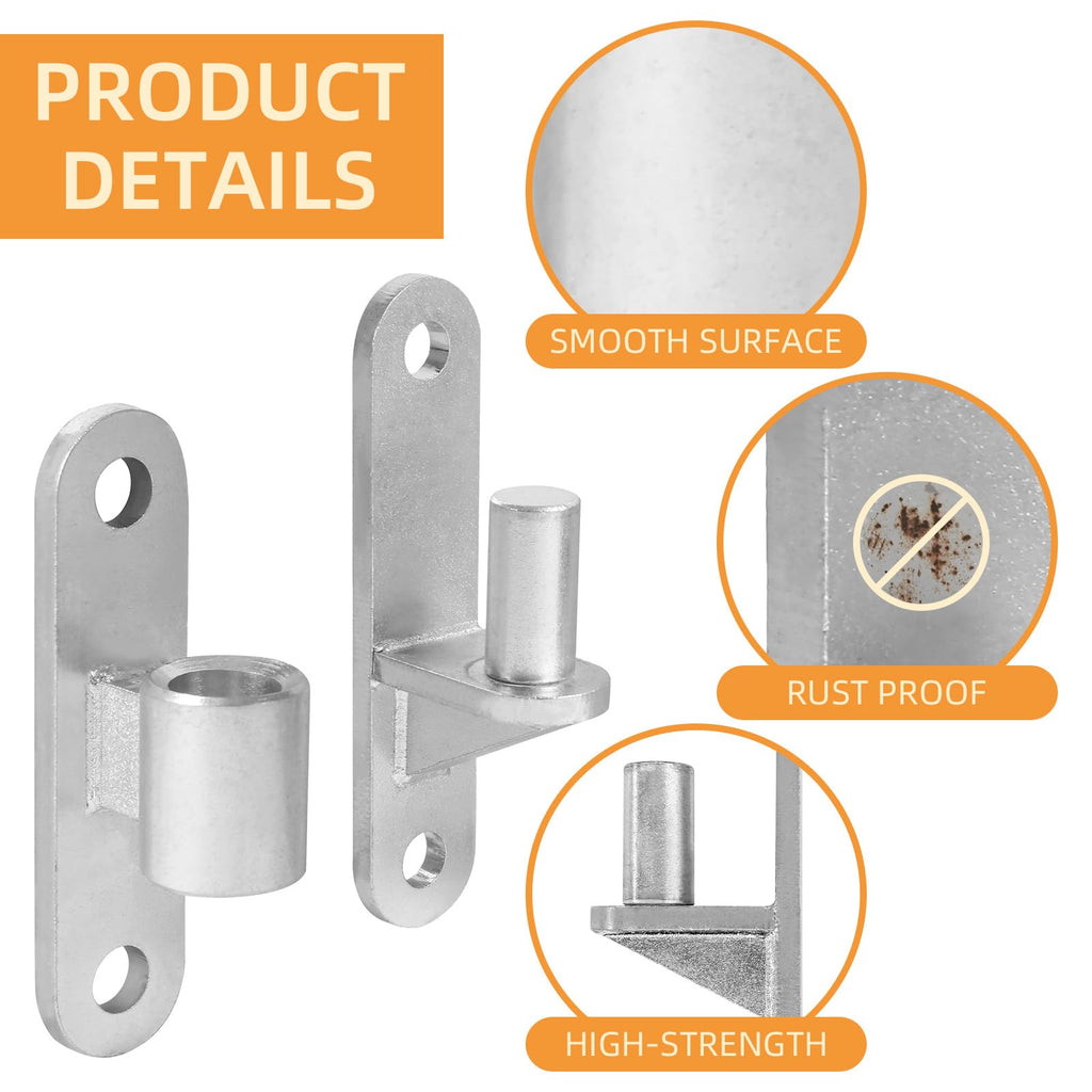 2 Set Heavy Duty Gate Hinges, Wall Mount Gate Hinges 5/8'' Pin Fence Post Hinge Set for Wooden or Concrete Fence Gate