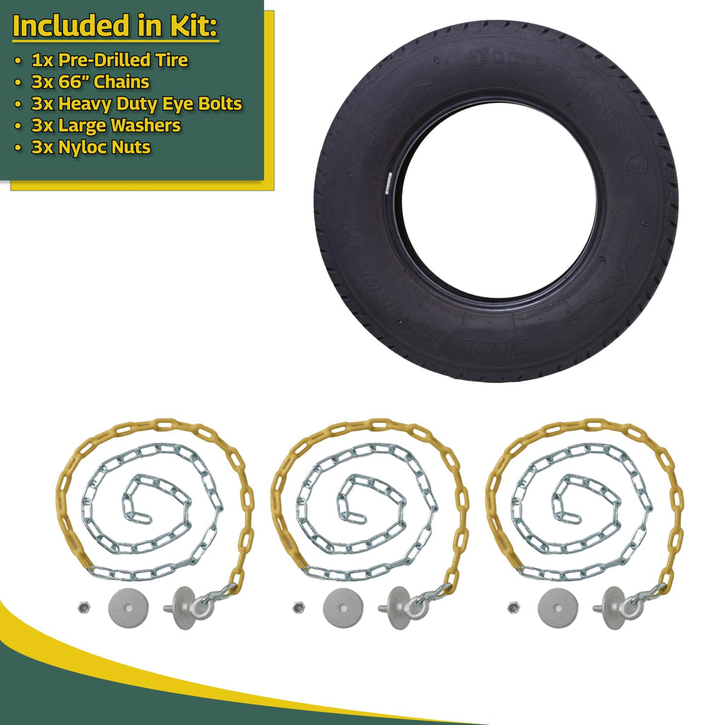 Jungle Gym Heavy-Duty 3-Chain Rubber Tire Swing Seat