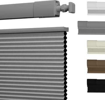No Drill TDBU Cellular Shades for Windows,Grey, | Top Down Bottom Up Cordless Blackout Honeycomb Blinds, No tools