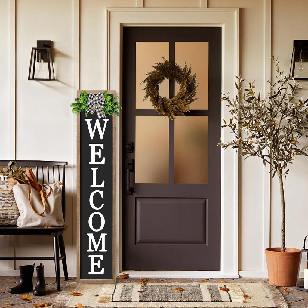 3D Outdoor Welcome Sign, 45"X9", Wood Black