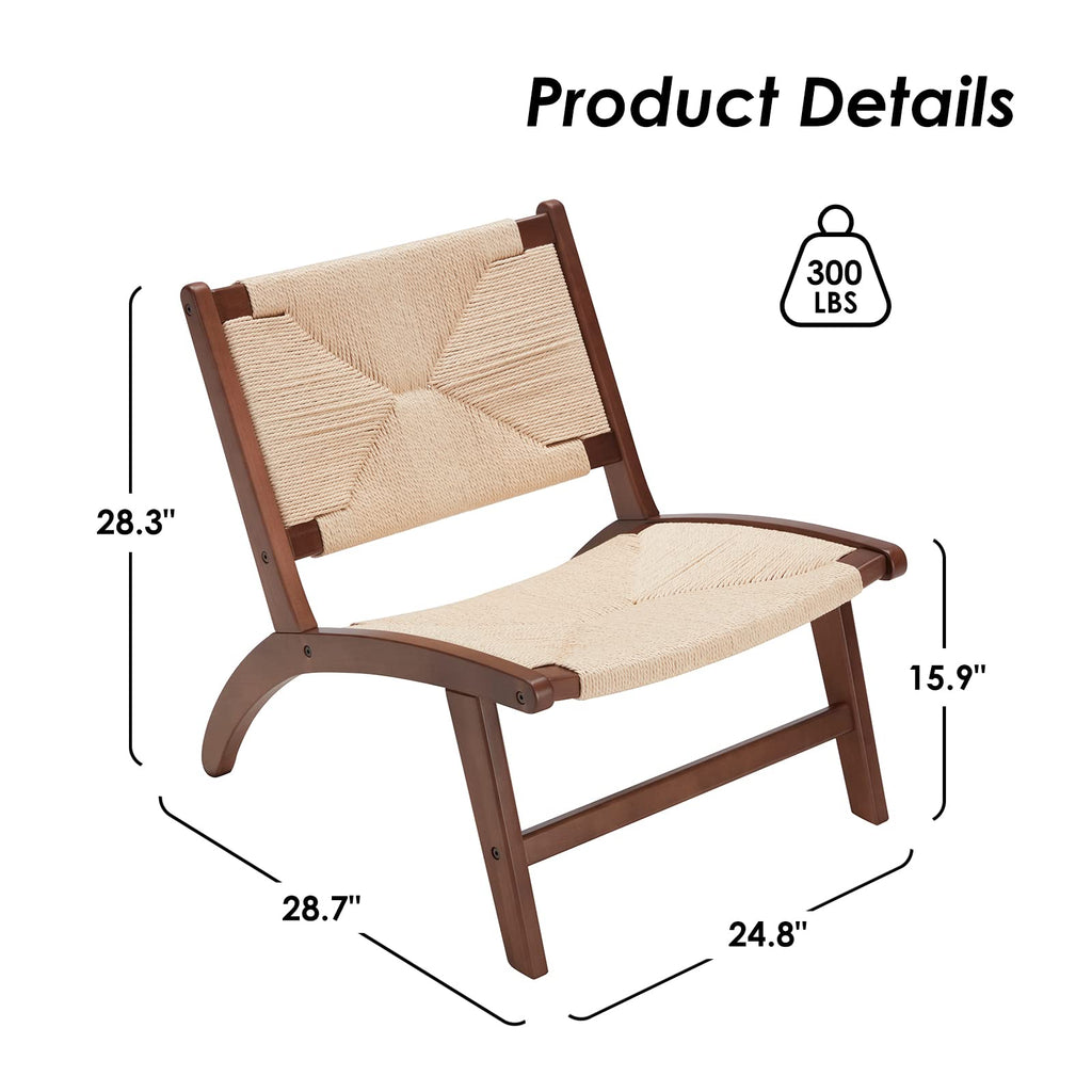 Modern Boho Accent Chairs, Mid Century Accent Chair, Side Chair Indoor Scandinavian Cognac Natural Wood Beech Braided
