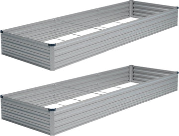 2PCS 12x4x1ft Galvanized Raised Garden Beds Kit,Planter Box Silver | Galvanized Steel, Rectangular Metal Planter