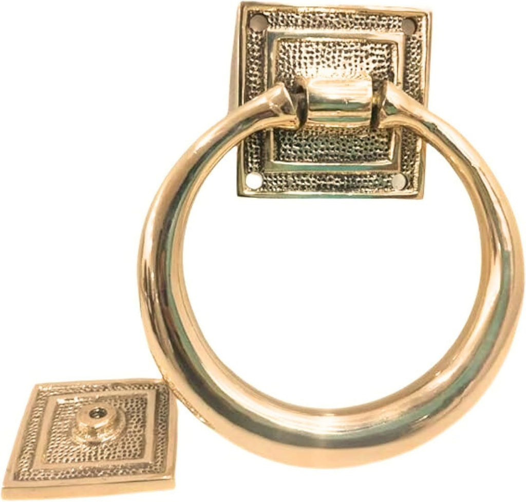 Beautiful Brass Ring Door Knocker Mounting Hardware Home Decoration Smooth Round Shape 5" Diameter Front Door Knocker