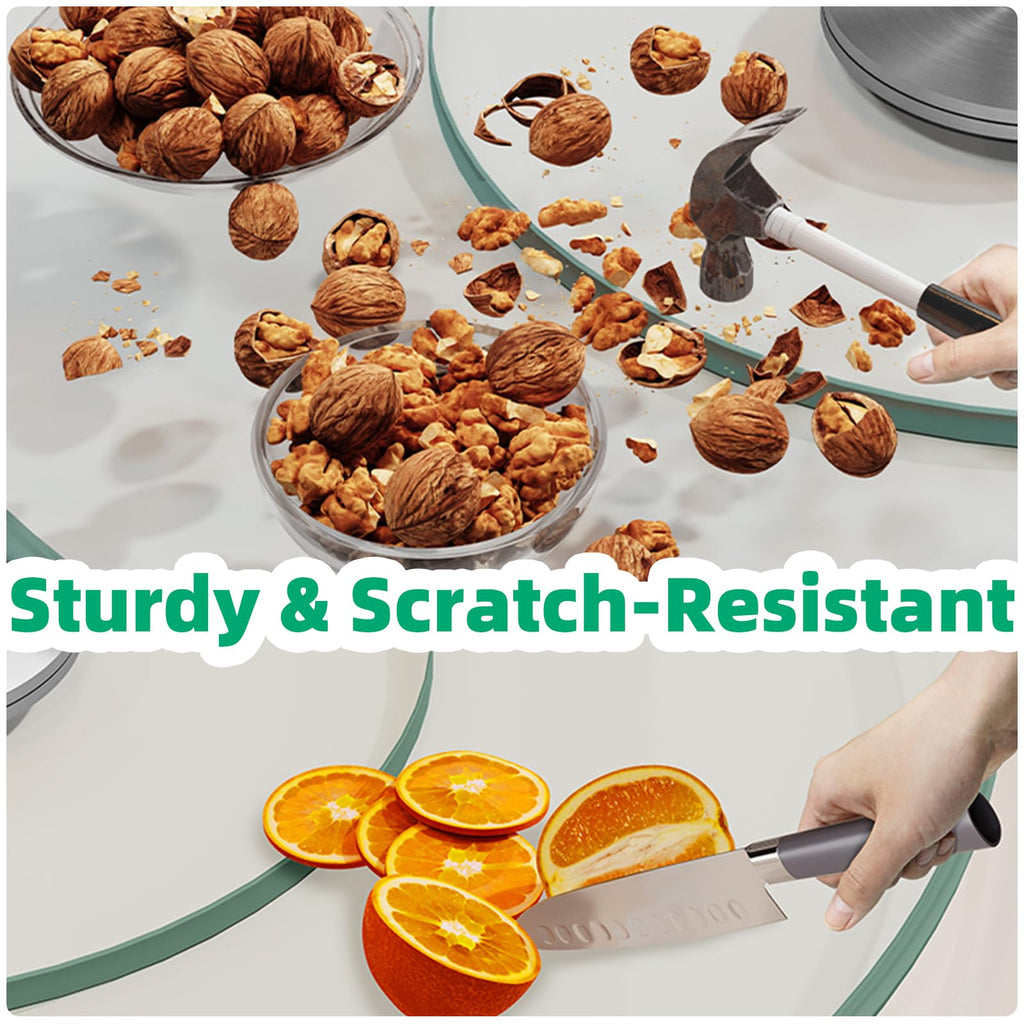 Lazy Susan 30.7 inch Glass Turntable Dining Table Large Round Serving Plate Tabletop Rotating Tray with Swivel Assist