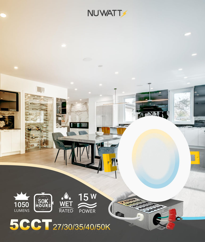 Canless Recessed Lighting 6 Inch, 2700K-5000K, Dimmable, ETL, 6 Pack