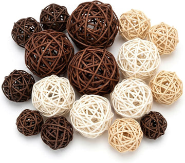 Rattan Balls Decorative Balls with Natural Woven Texture, Wicker Orbs for Vase Fillers, Decorative Balls - Set of 64