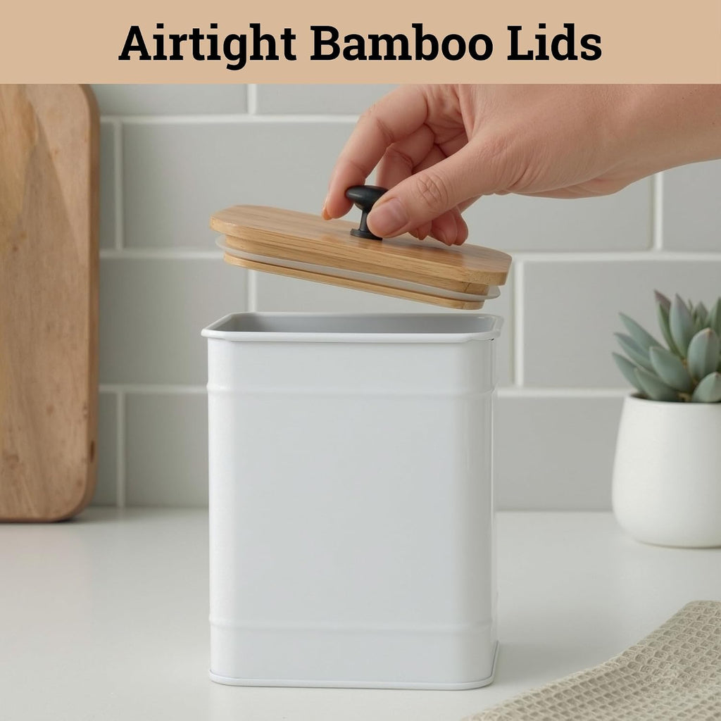 Kitchen Canisters for Countertop w/ Chalkboard Labels & Marker Pen - Set of 4