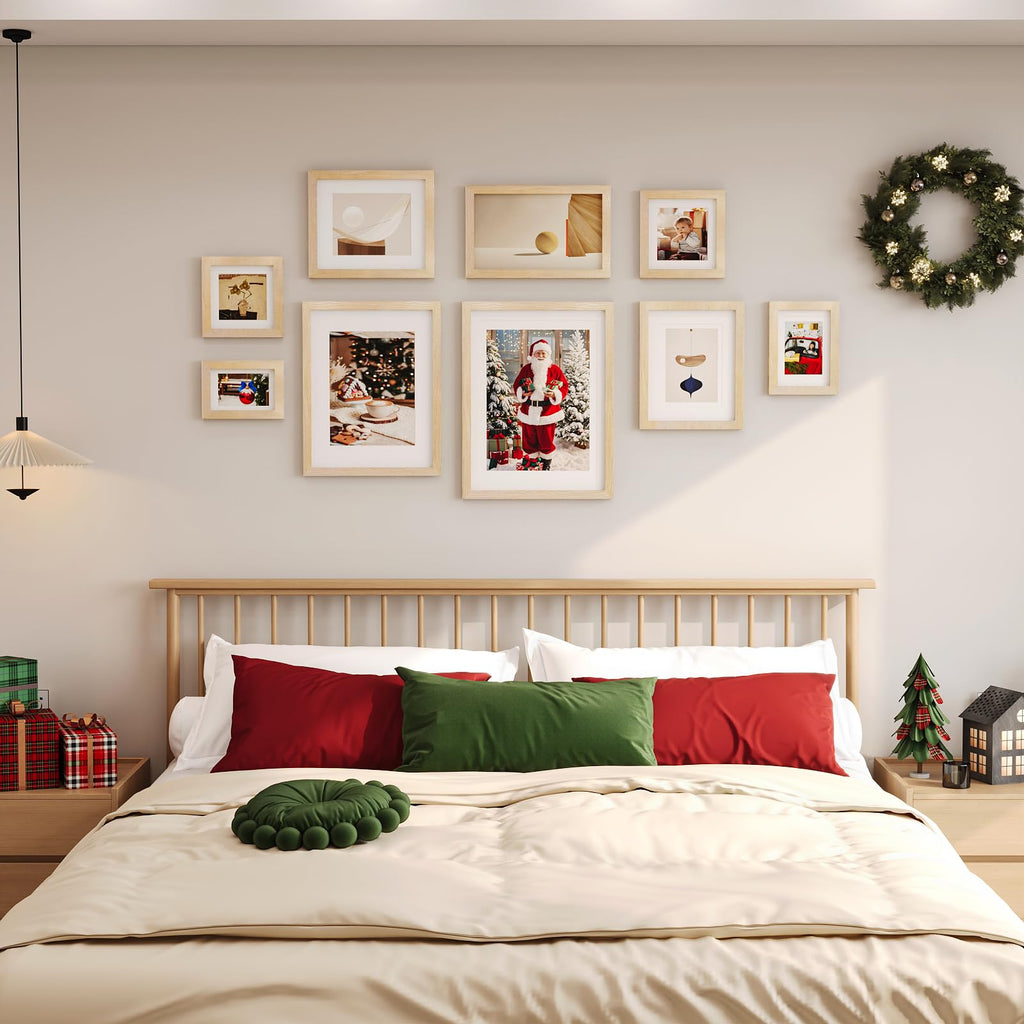 11x14 Picture Frame Natural, Solid Wood Frames 14x11 with Acrylic Plexiglass for Pictures 5x7/8x10 with Mat or 11x14