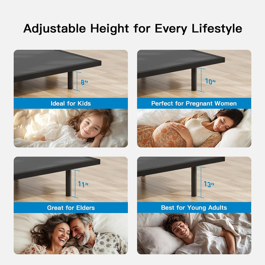 Queen Adjustable Bed Frame, Electric Bed Base with Head & Foot Incline, USB-A & USB-C Ports, LED Under-Bed Lighting