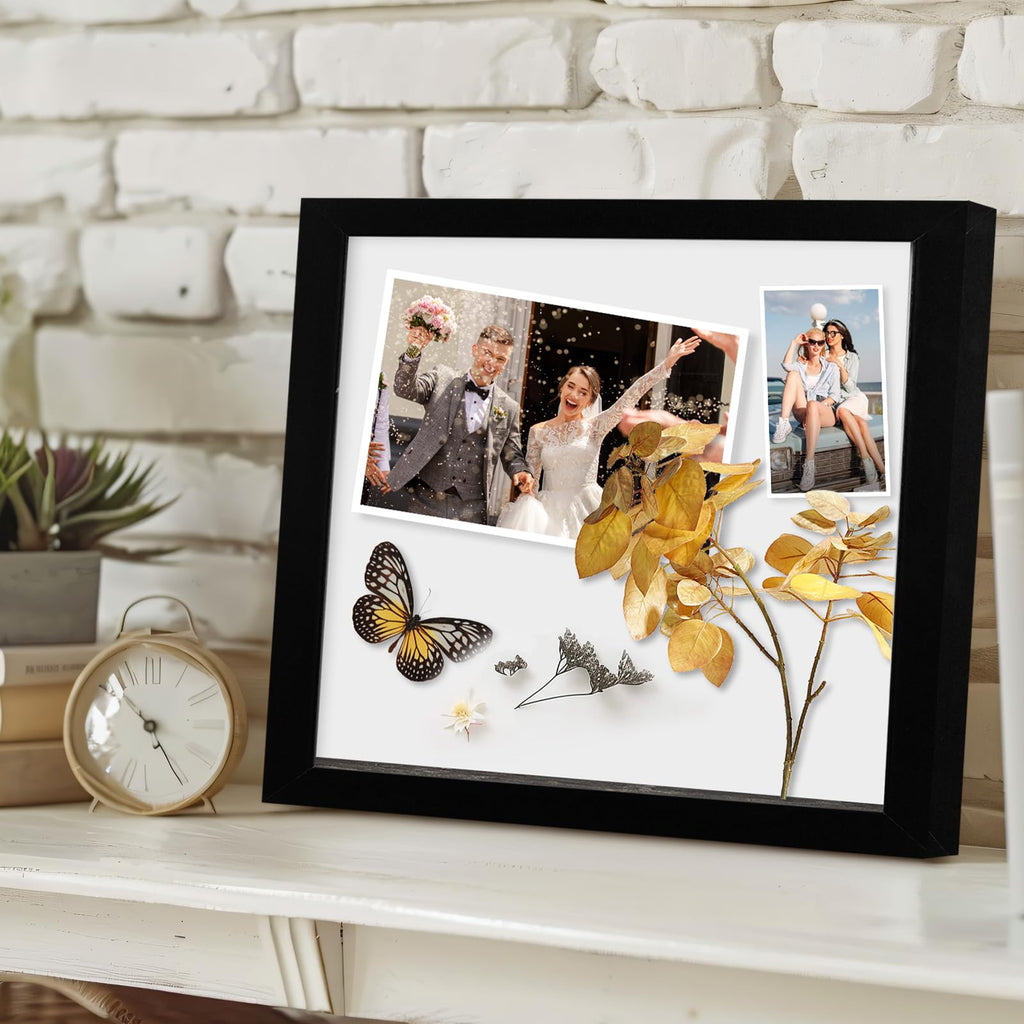 8x10 Shadow Box 3D Picture Frames, Wood & Glass, 3 Pack, Black