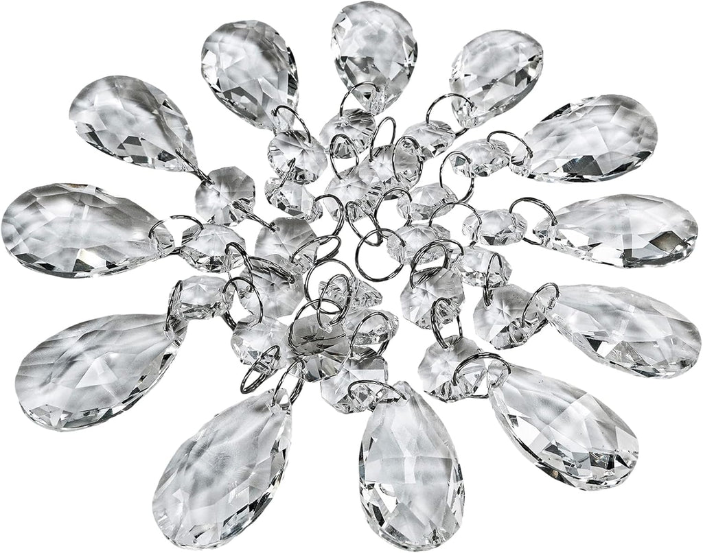 24 Pcs Teardrop Chandelier Prisms Candle Chandelier Crystal Pendants Glass Pendant Beads 1.5" for Chandelier Lights