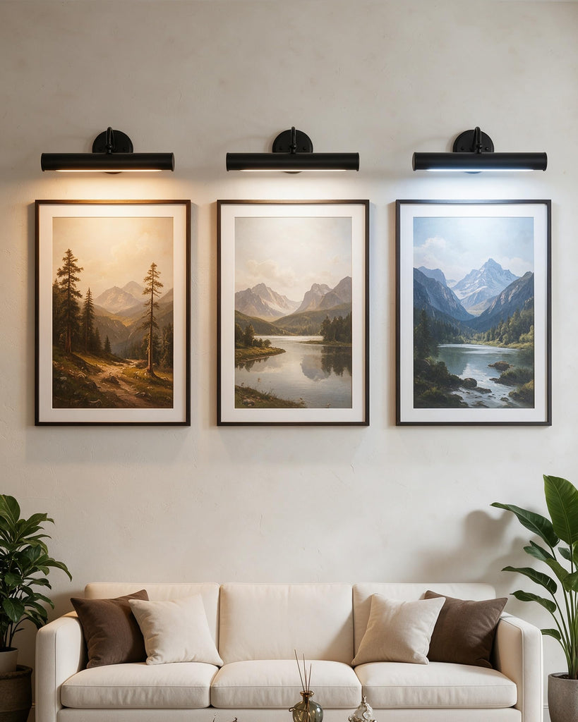 Hardwired Picture Lights,15 Inch,2‐Light Black Vintage Art Light