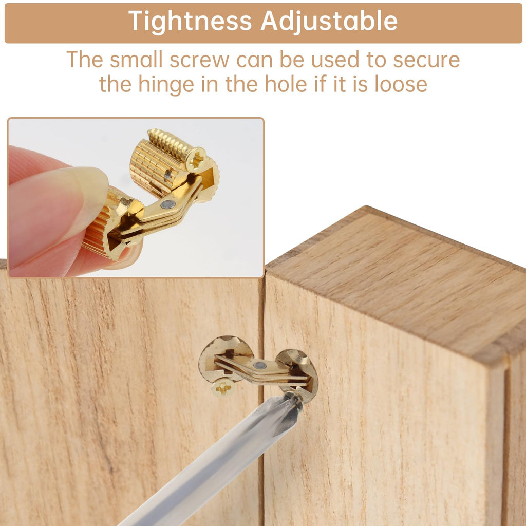 6Pcs 8 mm Hidden Brass Barrel Hinges, 180 Degree Concealed Hinge for Wood