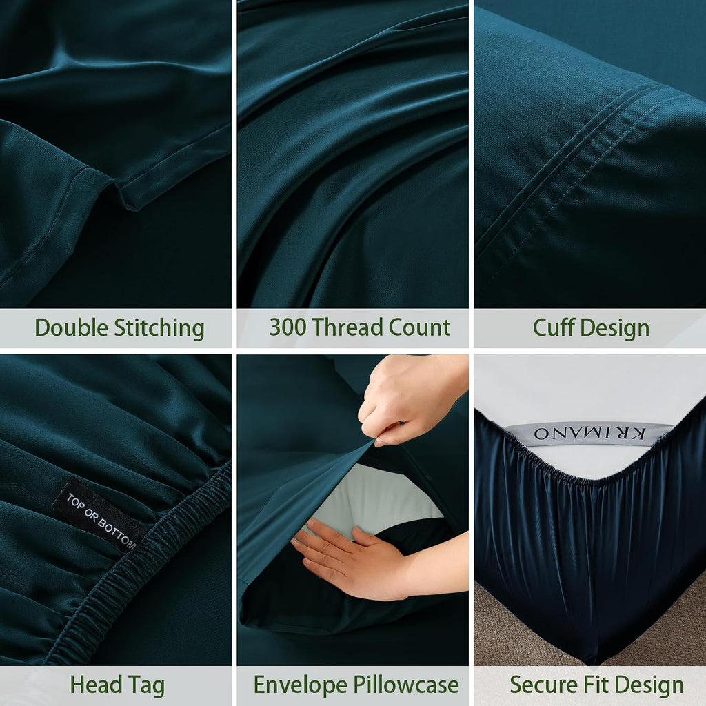 King Sheet Set, Viscose Bamboo Sheets for Bed Set 4pcs, 100% Viscose Derived from Bamboo, Hotel Luxury Silky &
