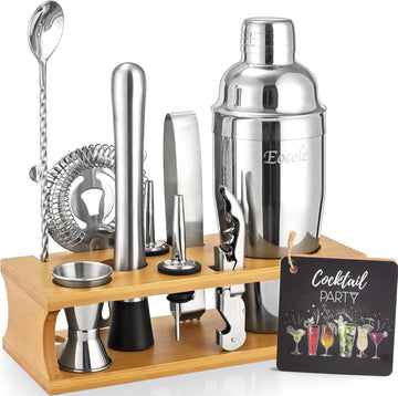 Bartender Kit Cocktail Shaker Set with Stand Bar Tool Bar Set for Drink Mixing Home Bartending Kit 11-Piece Bar Cart