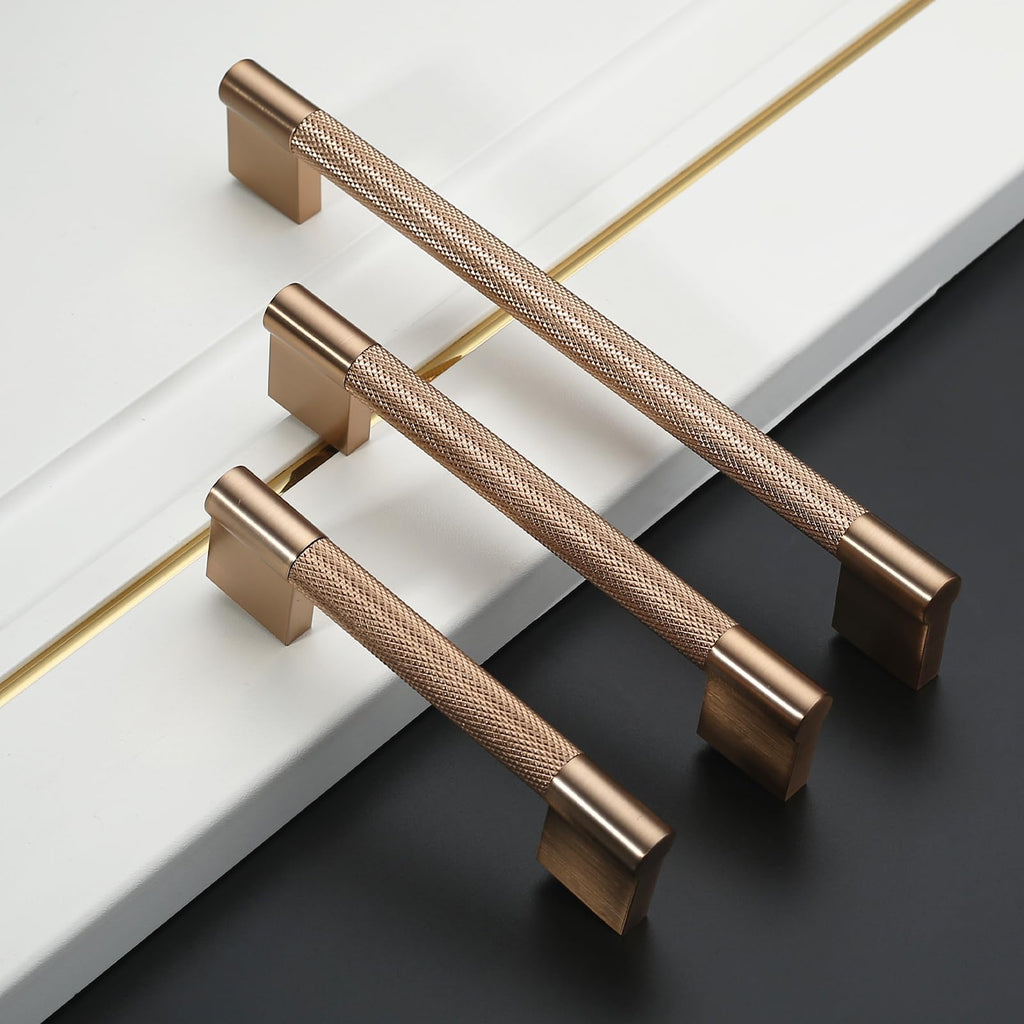 10 Pack 5 inch Champagne Bronze Knurled Cabinet Handles