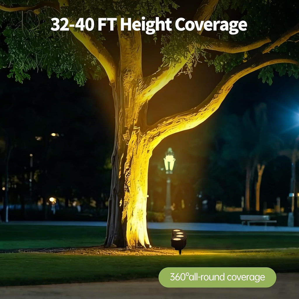 Solar Tree Lights, Upgraded Solar Spot Lights Outdoor, Warm White | 8.3*7.2in Large Solar Panel with USB Port, 16 COB