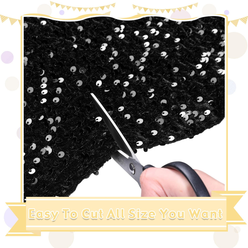 Black Sequin Velvet Fabric by The Yard 2 Yards Stretch Glitter Cloth