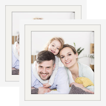 Picture Frames 10x10 2 Pack Made of Solid Wood White for Wall Mounting and Tabletop Display