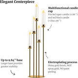 Candelabra Gold Centerpiece 5 Arms Taper Candle Holder Gold Centerpiece with Acrylic Tubes for Table Decoration