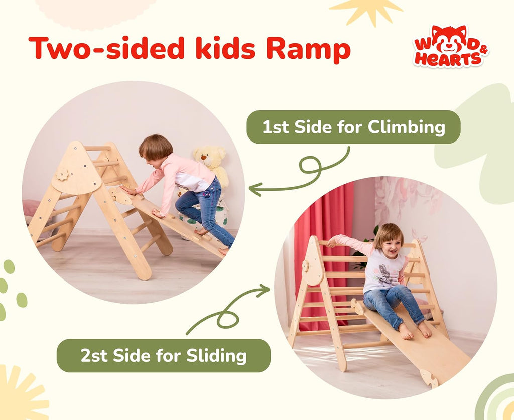 Montessori Climbing Set for Kids Ages 2-8:Triangle, Arch and Ramp