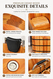 Cedar Wood Soaking Tub for Adults, Freestanding Wooden Bathtub with Lid & Steamer, Deep Japanese Style Bath Tub with