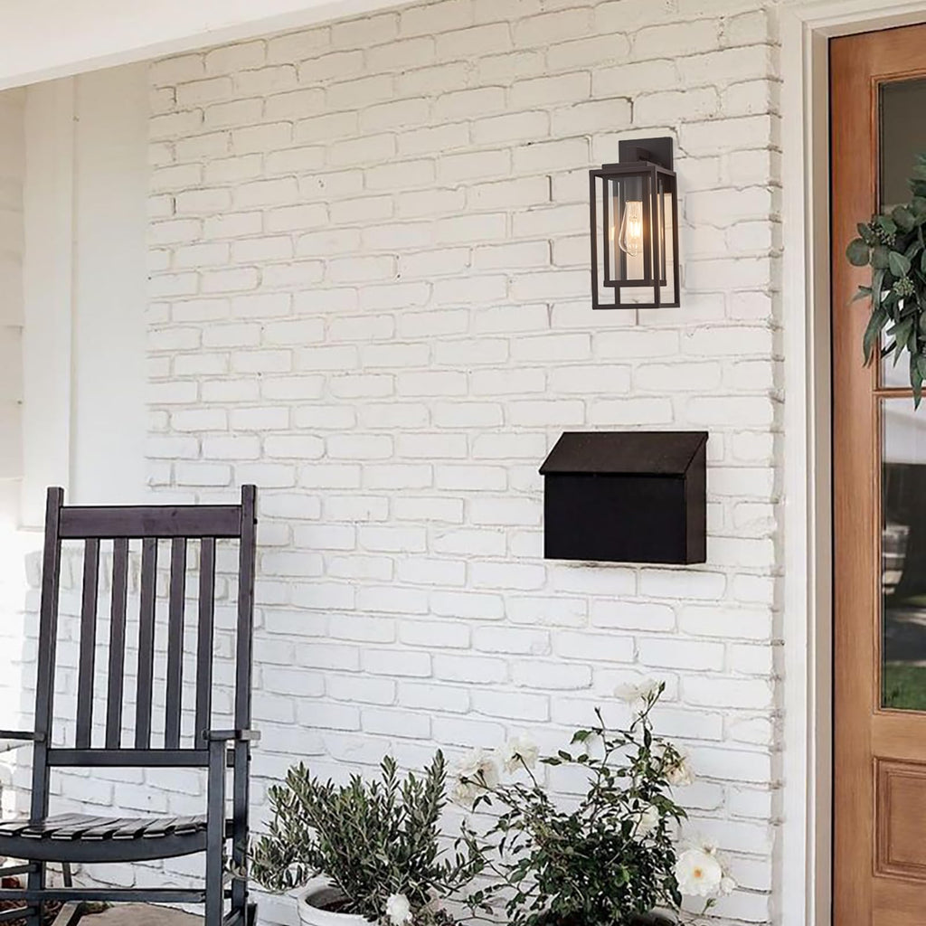 14" Double Cage Outdoor Wall Light, 2Pack Exterior Lantern Sconce