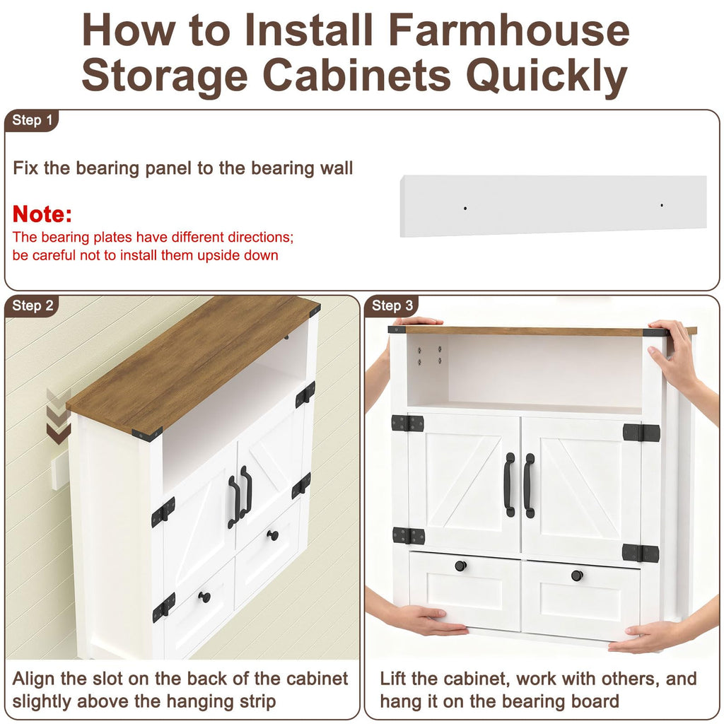 23.6" W Farmhouse Bathroom Wall Cabinet with Mirror, Wall Mount