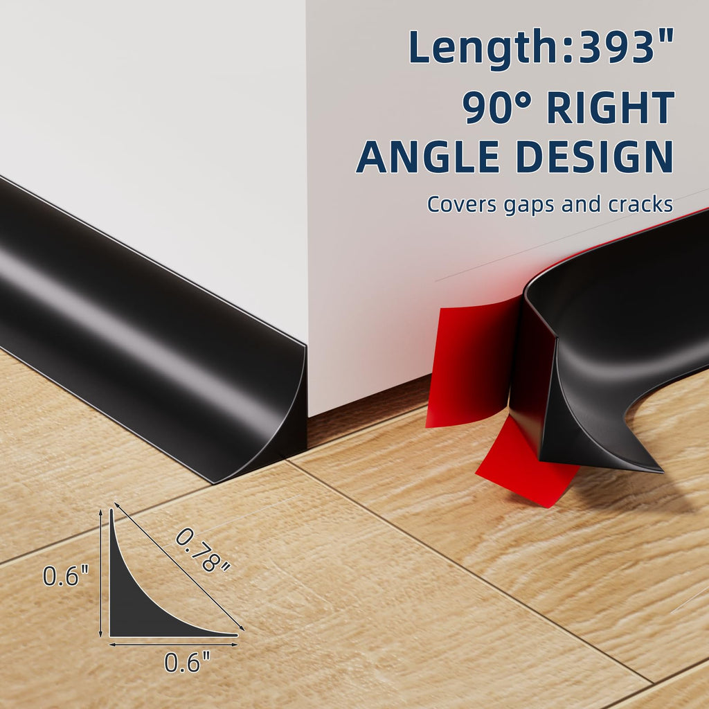 393" Flexible L-Shaped Quarter Round,Bendable Trim Molding,Black