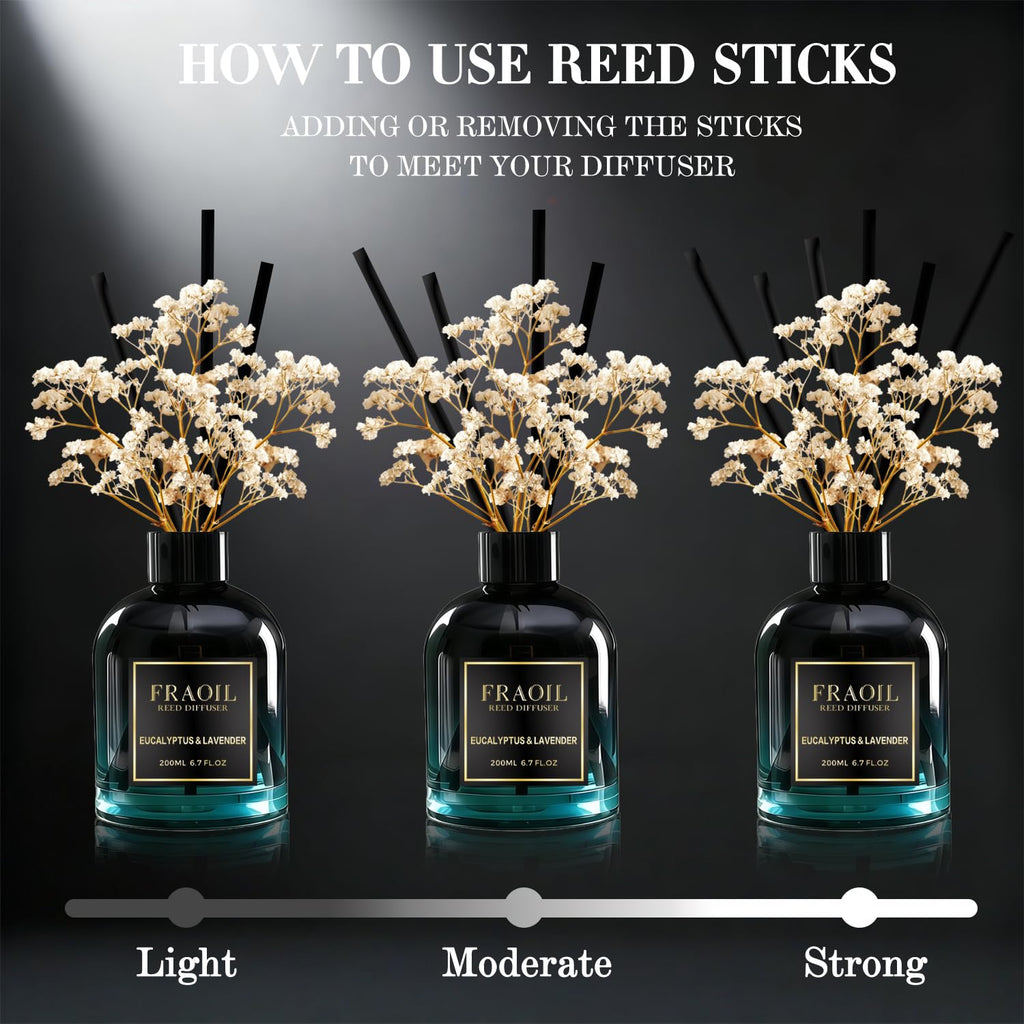 Sandalwood Reed Diffuser, Reed Diffuser Set 6.7 fl oz (200 ml) with 6 Reed Sticks, Home Fragrance Reed Diffuser Shelf