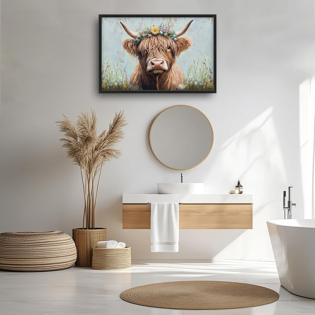 Large Highland Cow Pictures Wall Art 36''x24''