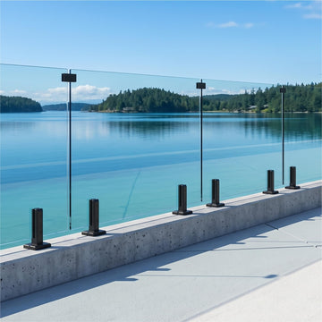 2-Panel Laminated Glass Railing System, 121-125" W x 44" H Deck Railing Kit