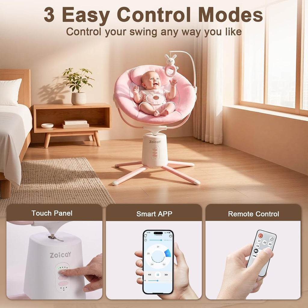 Swing for Infants, Electric Infant Swing with Bluetooth Music, Pink