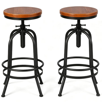 32 inch Vintage Industrial Bar Stool-Metal Wood Swivel Bar Stool-Retro Bar Height Stool-Counter Height Adjustable