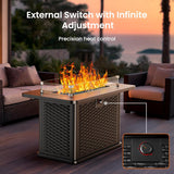 43 Inch Propane Fire Pit Table, 60,000 BTU Gas Fire Pit with Premium Glass Rocks, Wind Guard Glass Shield, Waterproof Cover, Cup Holders, Fire Table - Image 7