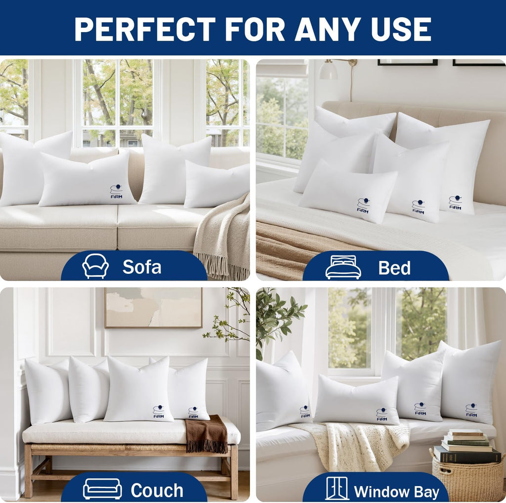 20x20 Throw Pillow Inserts, 100% Virgin Fiber Filling - Set of 2