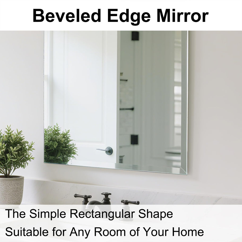 Frameless Full Length Mirror for Wall, 48x14 Inch Bathroom Vanity Mirror