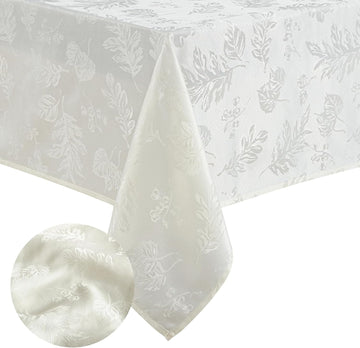 Home Fashions Elegant Woven Leaves Jacquard Damask Wrinkle Resistant Tablecloth, 60" x 120", Oblong,