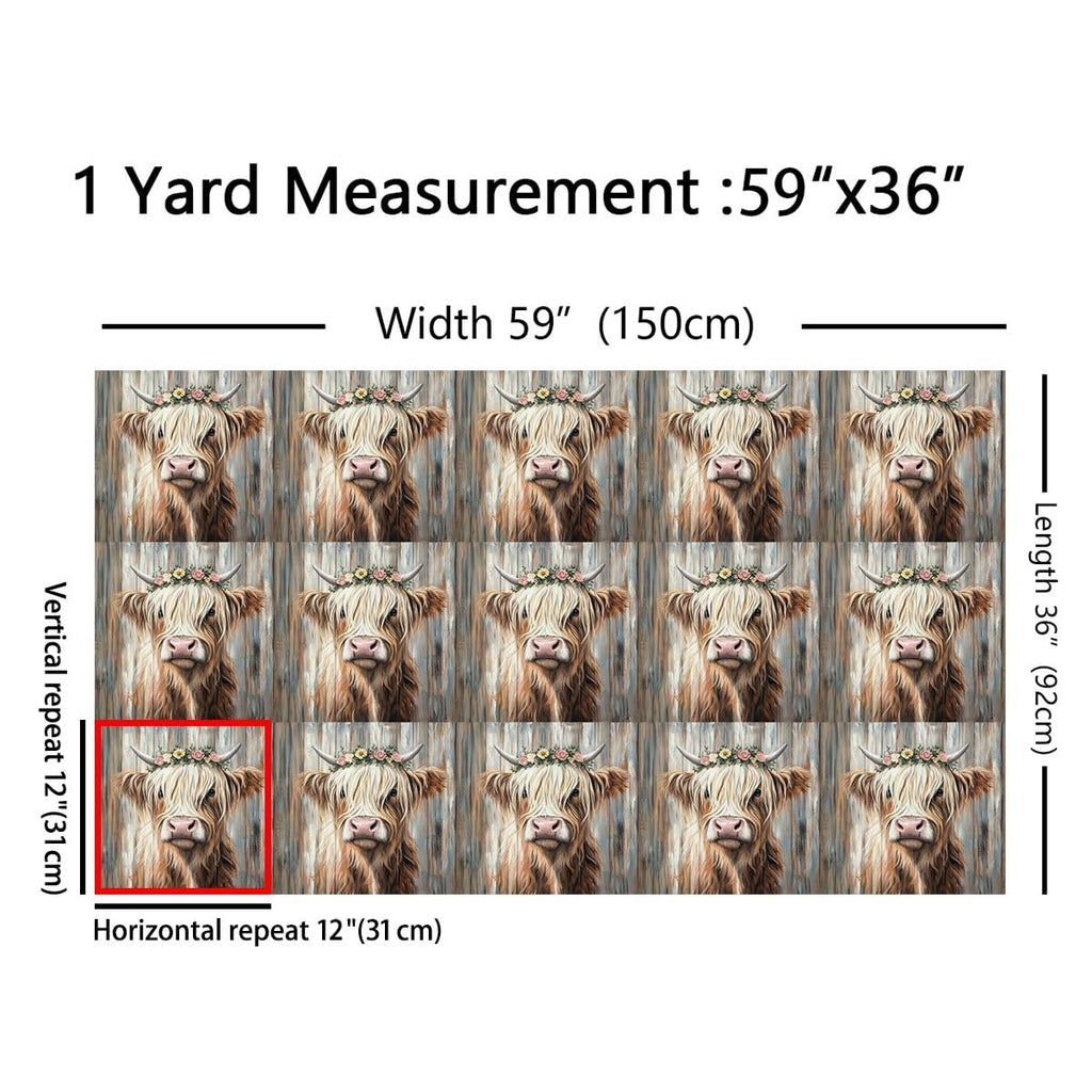 Highland Cow Soft Not Stretchy Decor Wildlife Safari Fabric