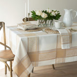Heavyweight Jacquard Fabric Table Cloth with Gold Metallic Accents, Décor for Everyday, Parties, Hol