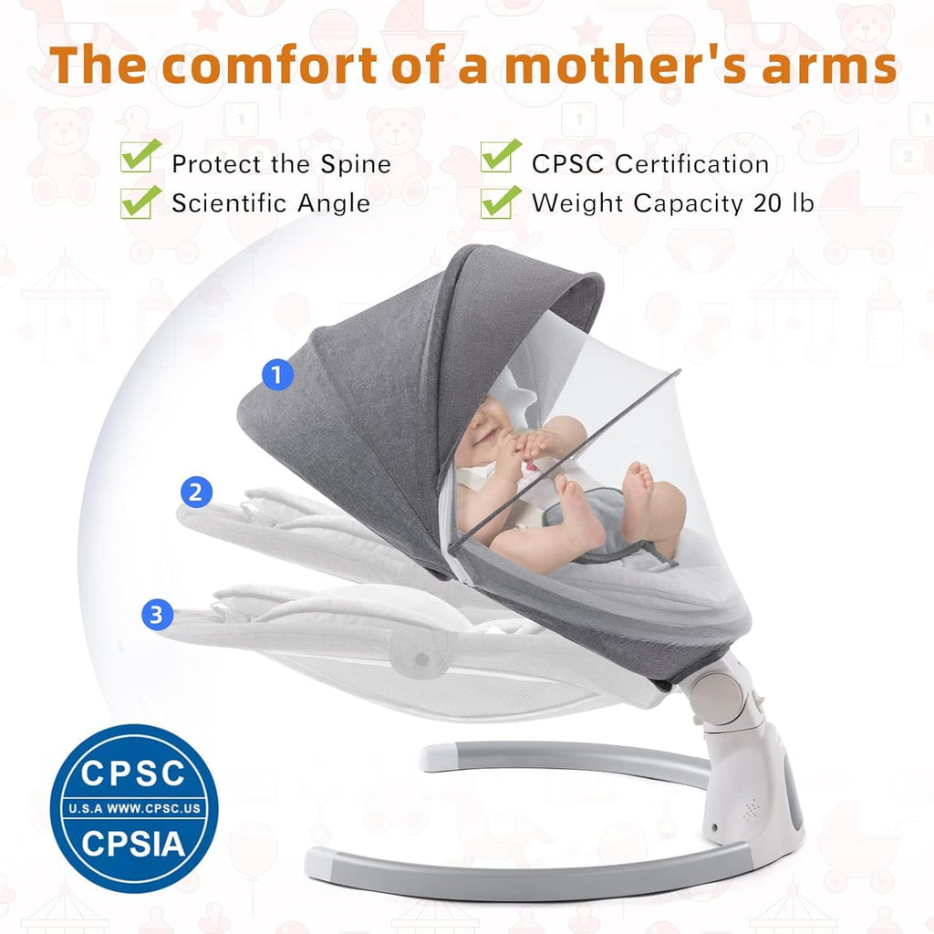 Baby Swing for Infants,Electric Swing for Babies,Portable Swing for Baby Boy Girl,Remote Control Indoor Baby Rocker