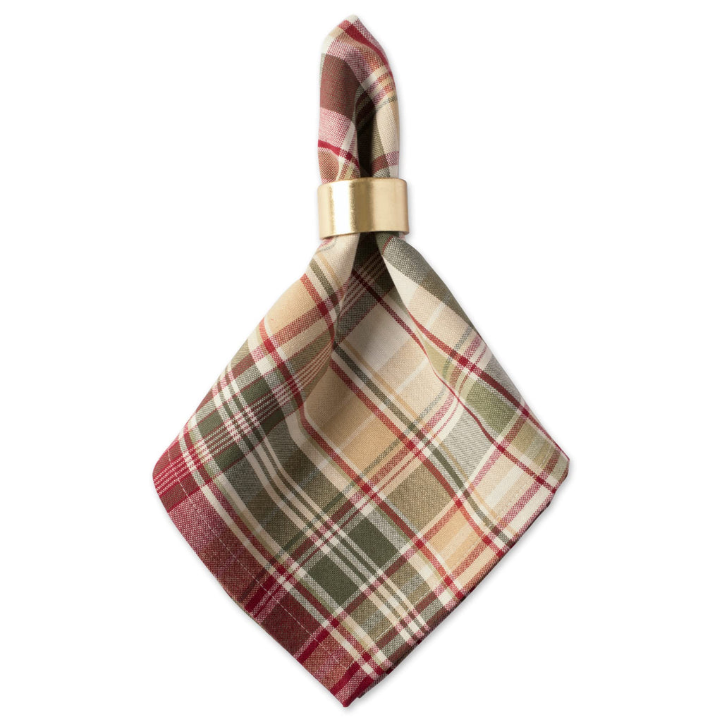 Give Thanks Plaid Fall Table Decor, Autumn & Thanksgiving Tabletop Linens, Square Napkin Set, 20x20