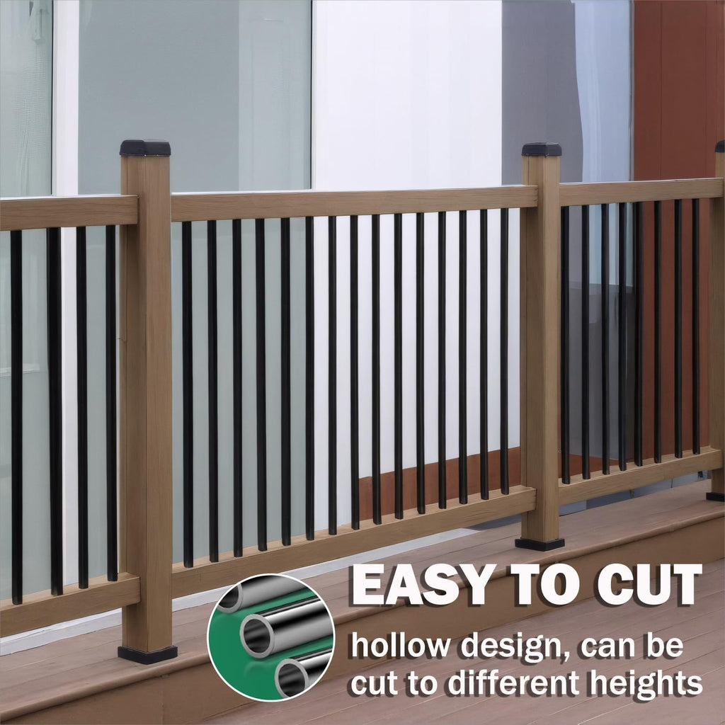 105 Pack 26" Aluminum Deck Balusters, 3/4" Round Deck Railing Spindles with Conectors and Screw, Hollow Metal Deck