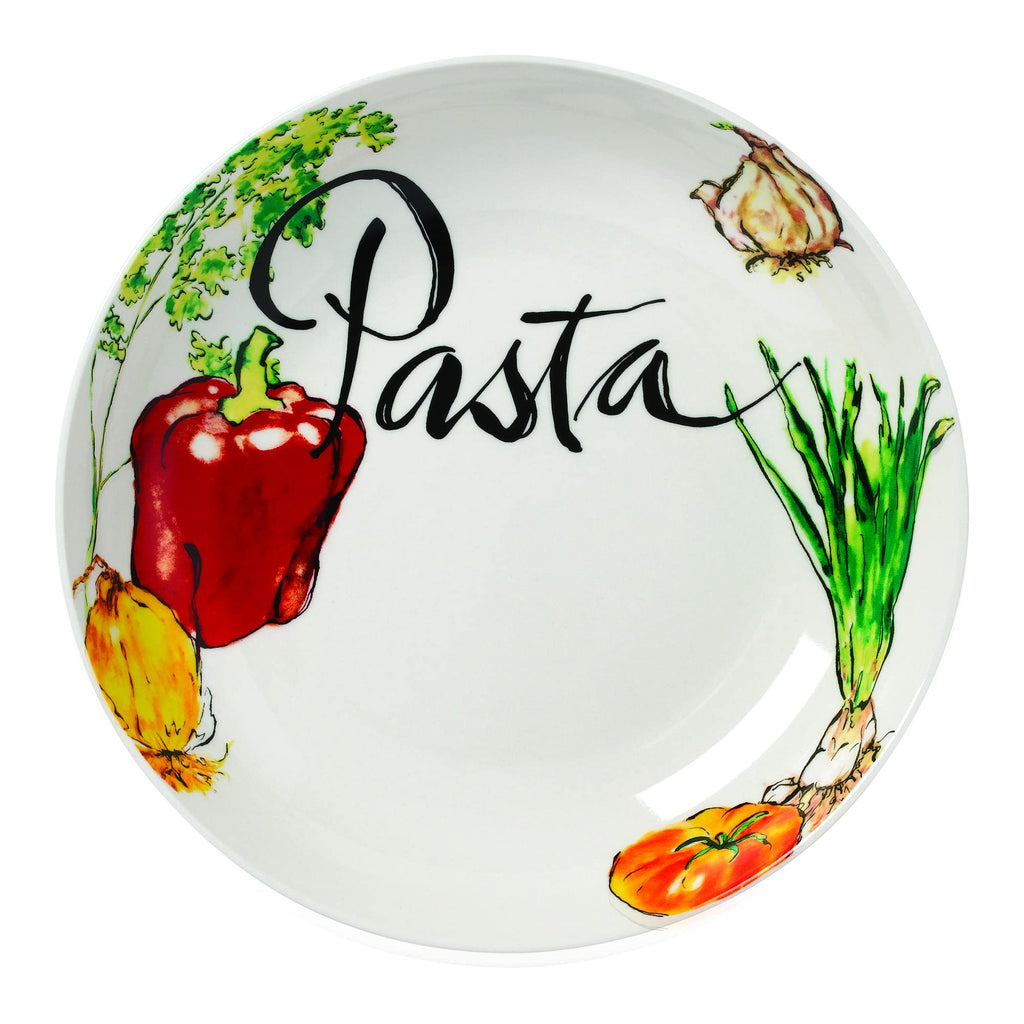 5Piece Porcelain Pasta Set Vegetable Design, Multicolor