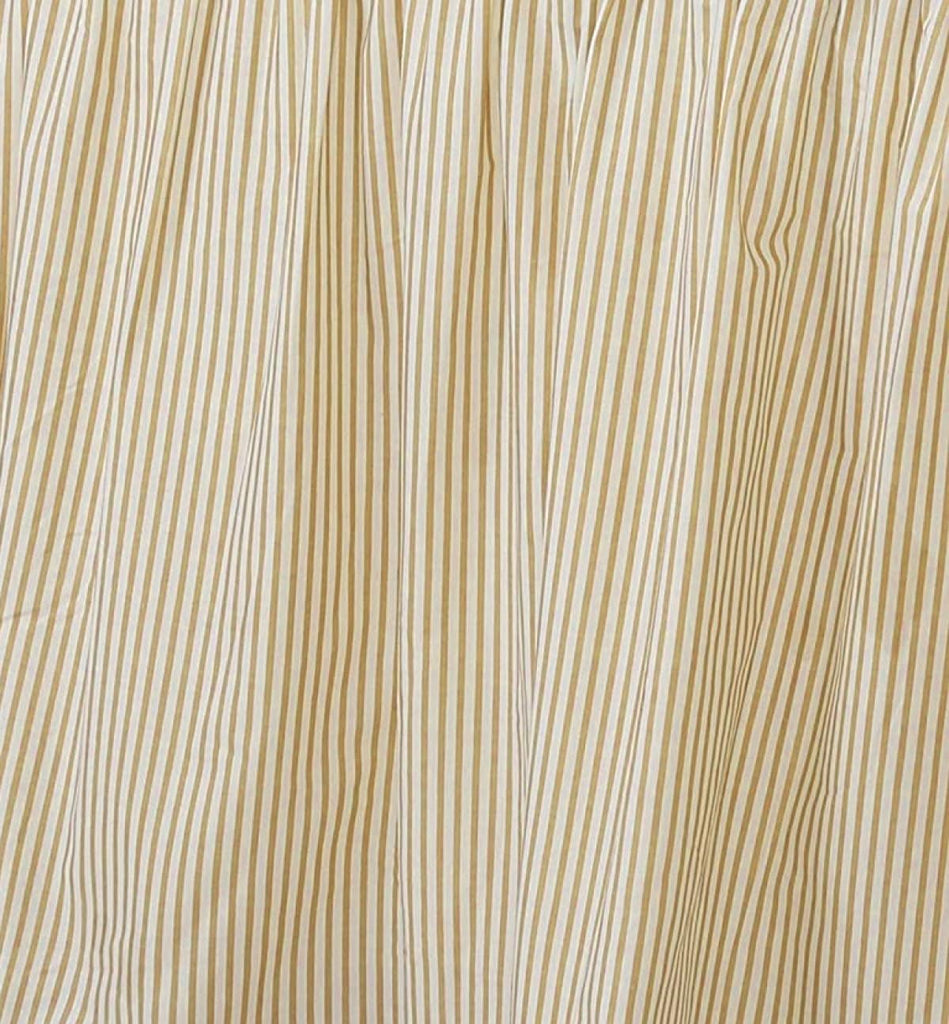 Farmhouse Ticking Cream Ivory Cotton Striped Ruffled Bed Skirt Dust Ruffle, Tailored 16" Drop (Queen)